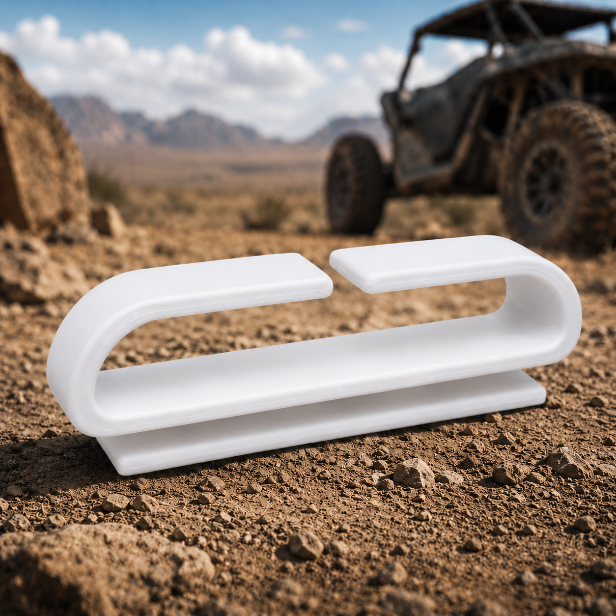 White TerraTrace RZR seat belt clip — 2 pack